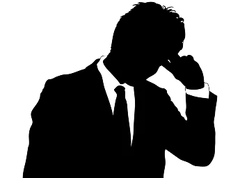 悩んでいる男性のイラスト